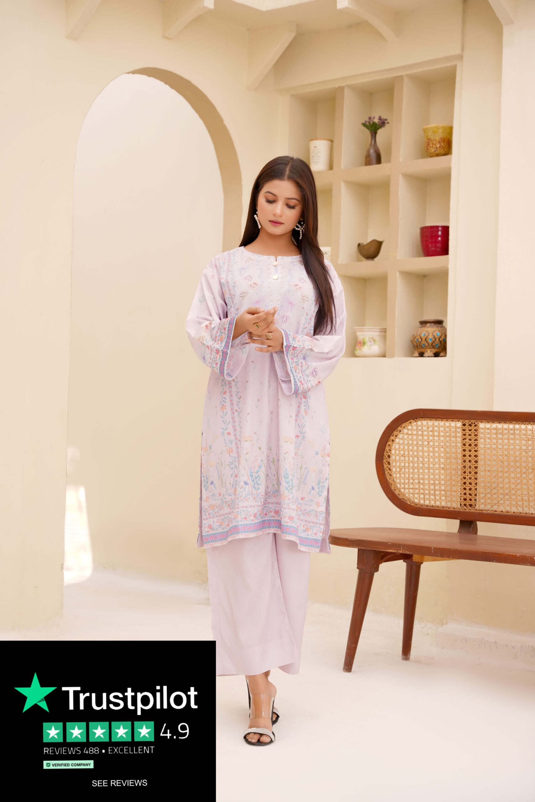 Lilac Dream Printed Lawn 2-Piece Elegant Pastel Summer Outfit - Image 2