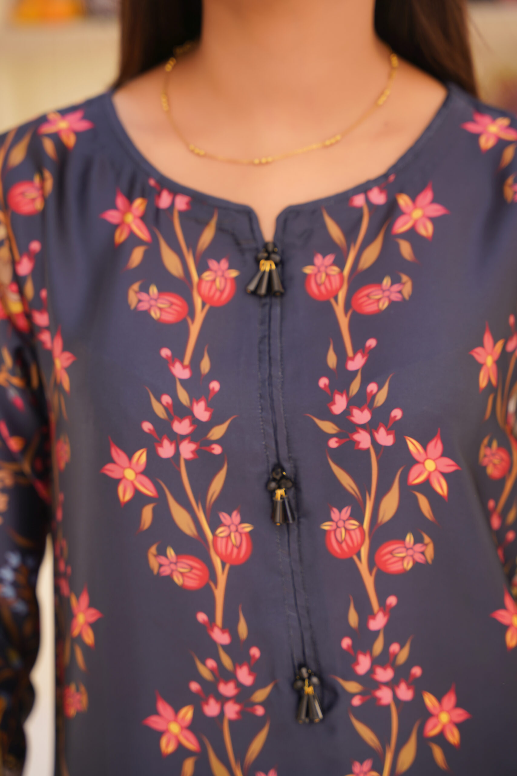 Luxury Midnight Bloom Printed Silk Dress - Image 6