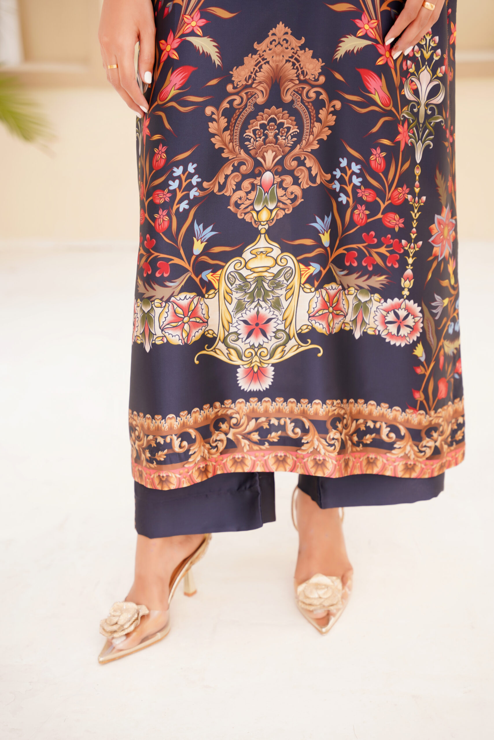 Luxury Midnight Bloom Printed Silk Dress - Image 8