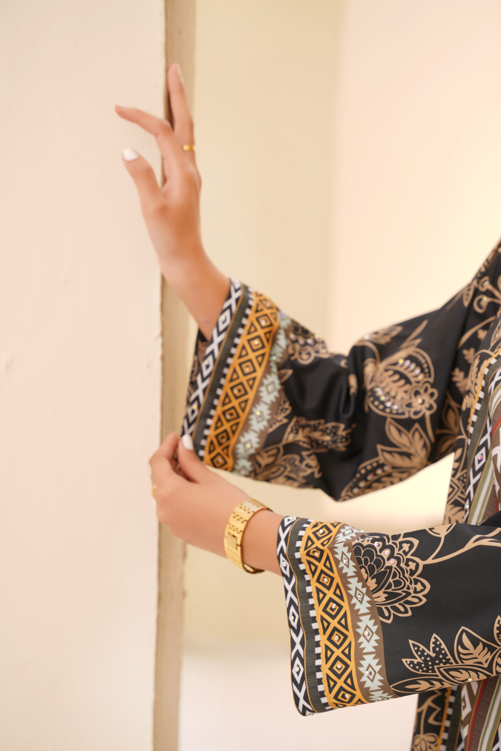 Golden Grace Printed Silk Two-Piece Set - Image 9