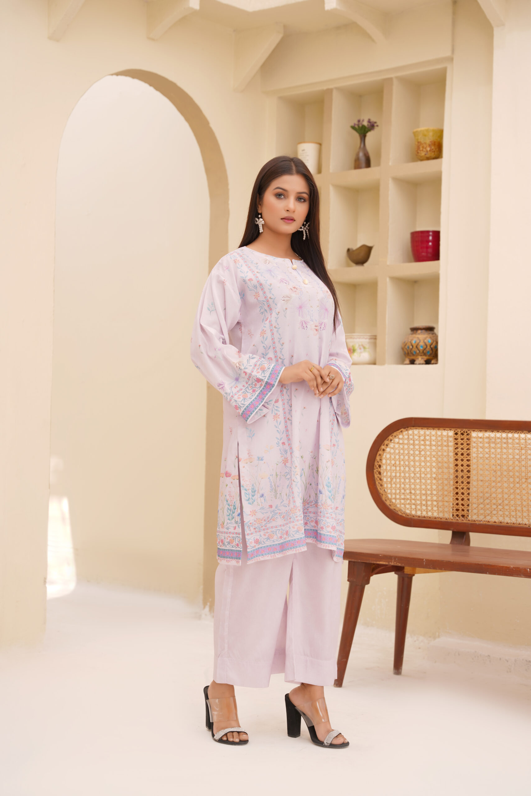 Lilac Dream Printed Lawn 2-Piece Elegant Pastel Summer Outfit - Image 3