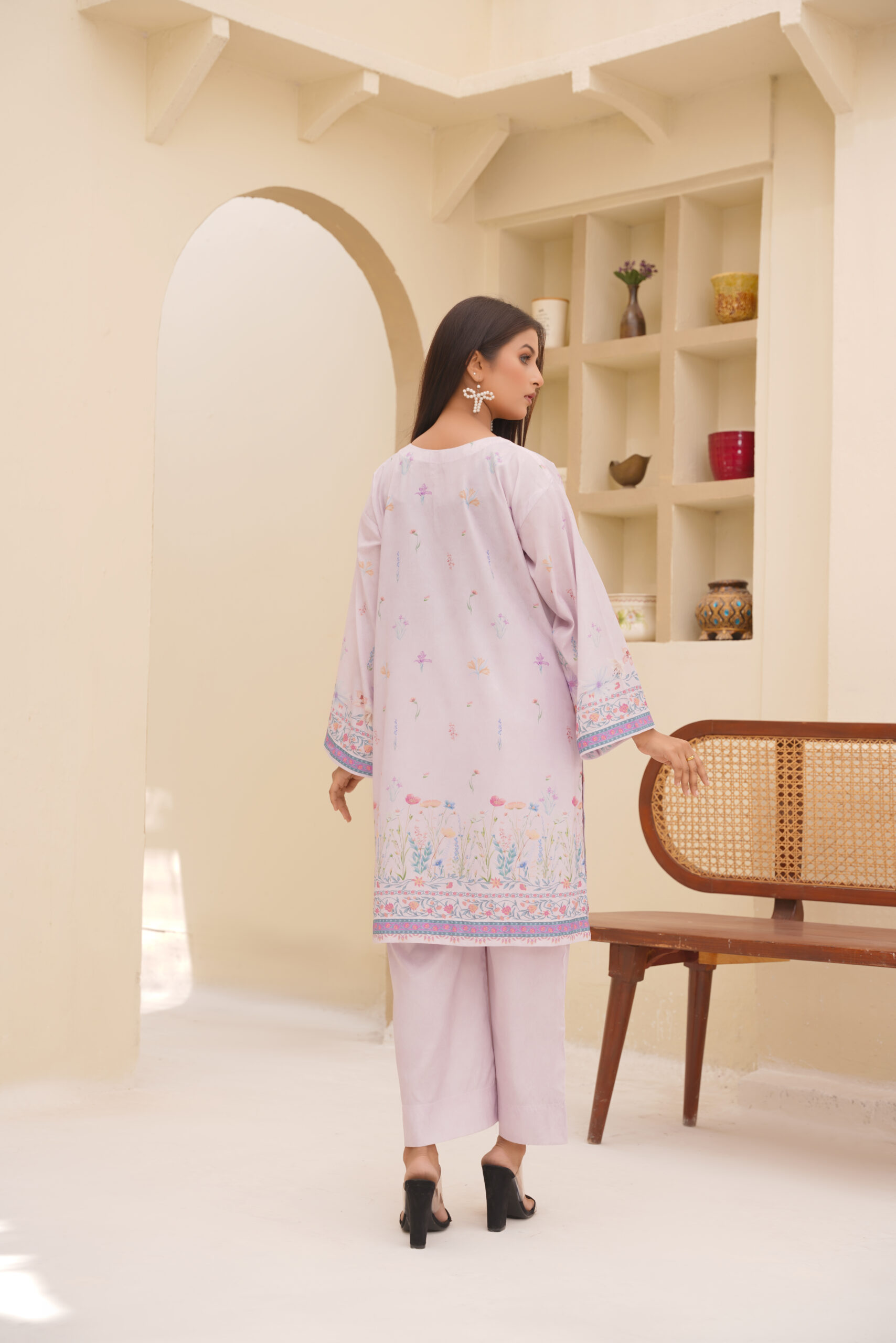 Lilac Dream Printed Lawn 2-Piece Elegant Pastel Summer Outfit - Image 4