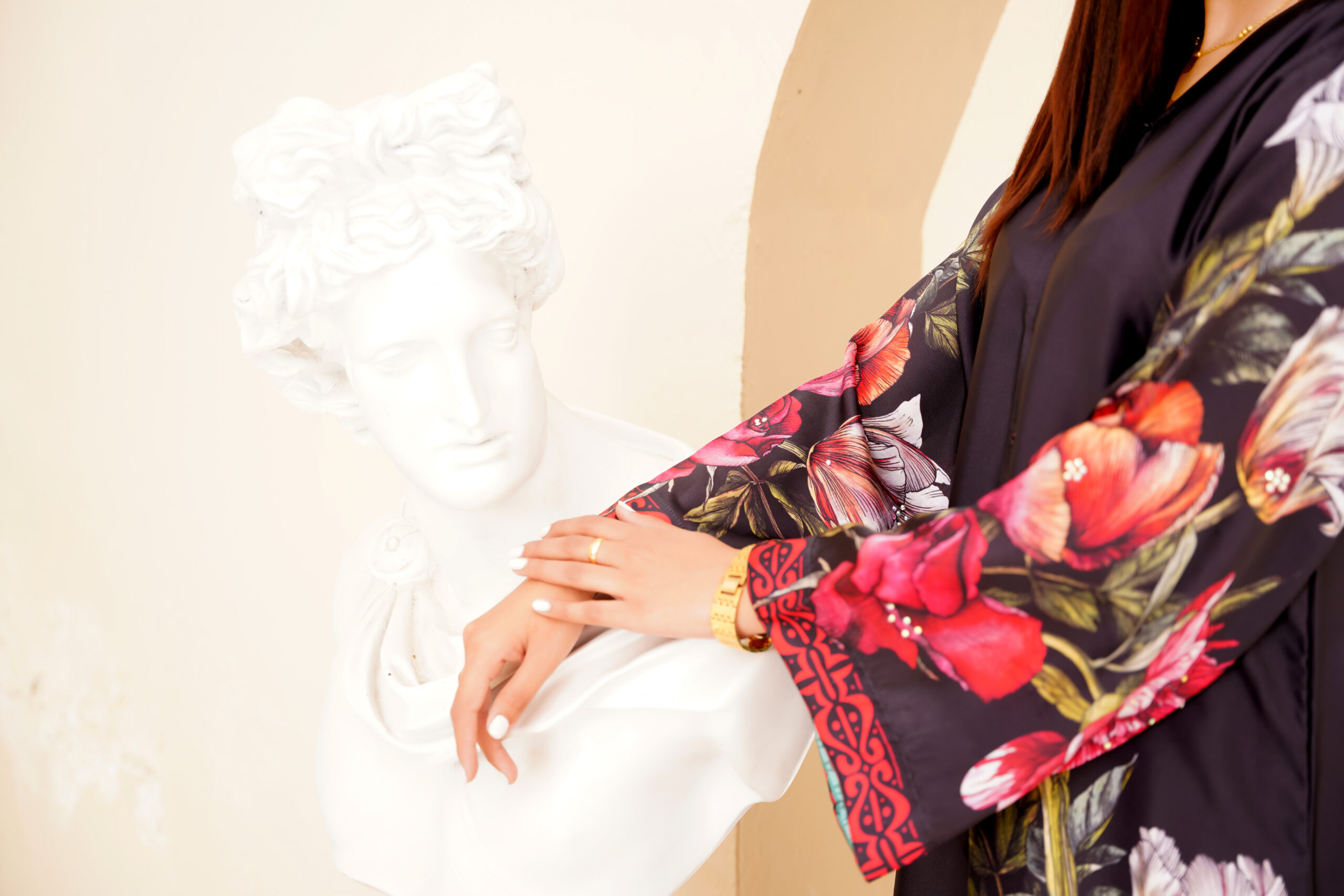 Midnight Bloom Printed Black Floral Kaftan - Image 8