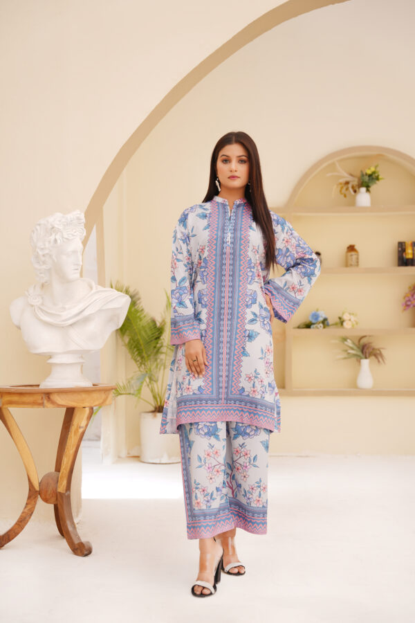 Blue Blossom Printed Silk 2-Piece  Elegant Floral Ensemble by Sophia’s Closet