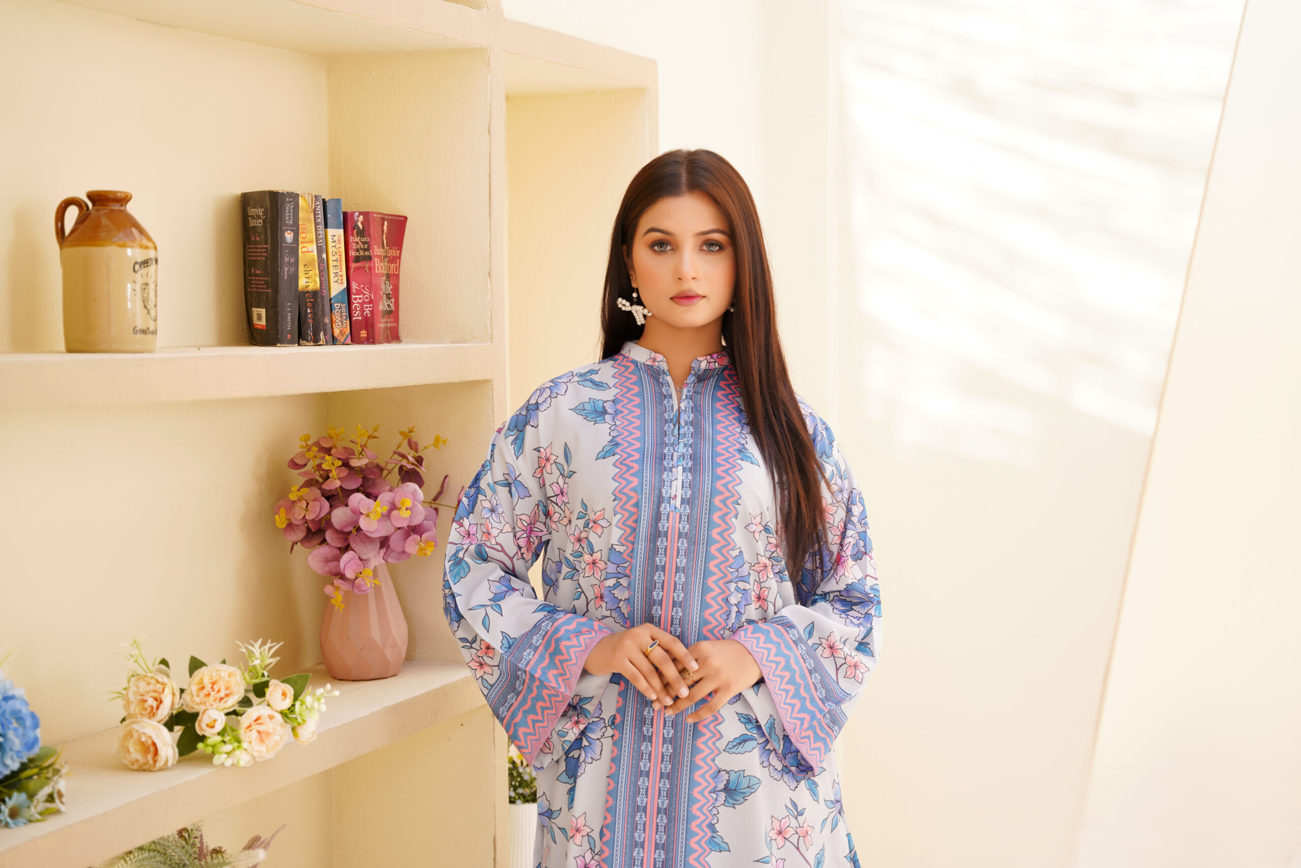 Blue Blossom Printed Silk 2-Piece Elegant Floral Ensemble by Sophia’s Closet - Image 7