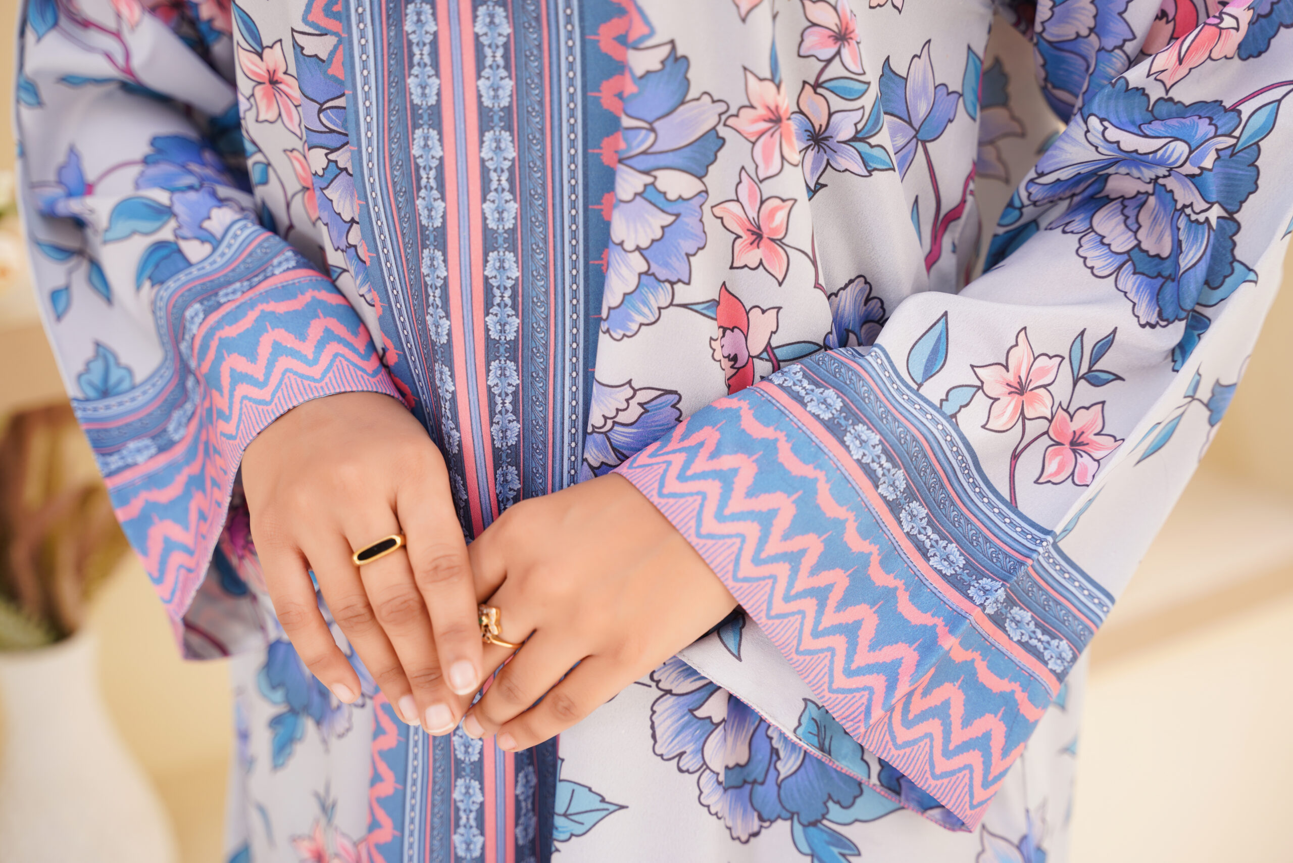 Blue Blossom Printed Silk 2-Piece Elegant Floral Ensemble by Sophia’s Closet - Image 8