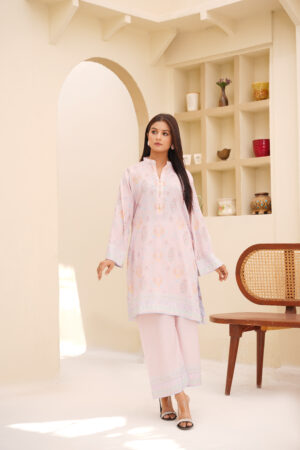 Blush Radiance Printed Silk 2-Piece Soft Pastel Ensemble by Sophia’s Closet