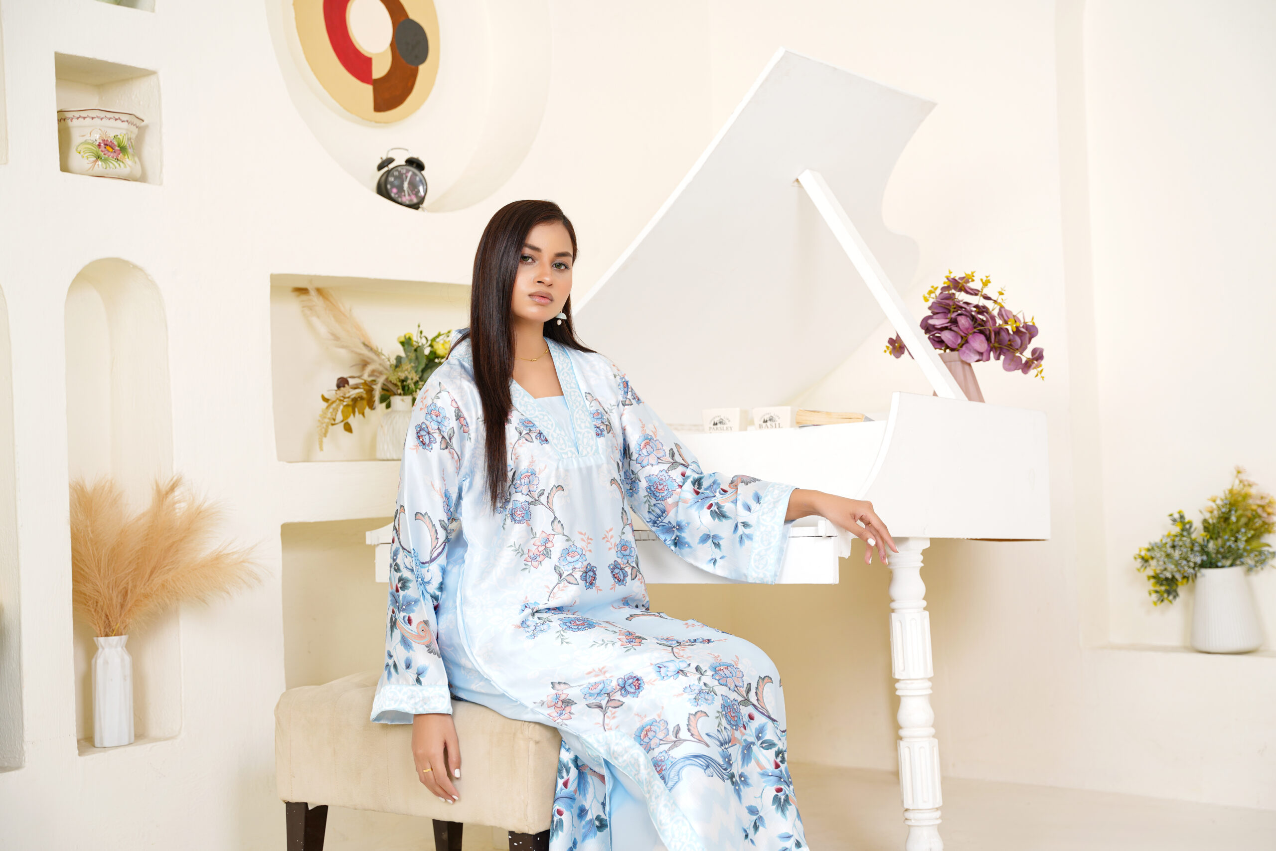 Sky Garden Silk Two-Piece Set - Image 5