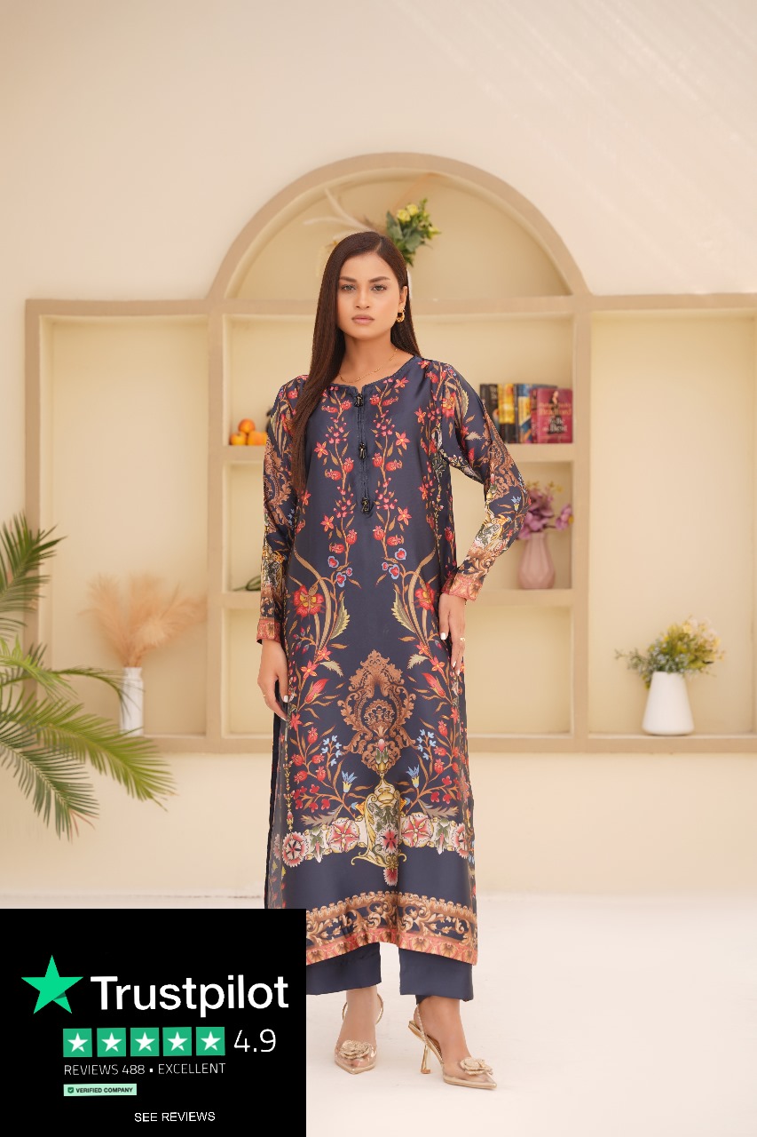 Luxury Midnight Bloom Printed Silk Dress - Image 2